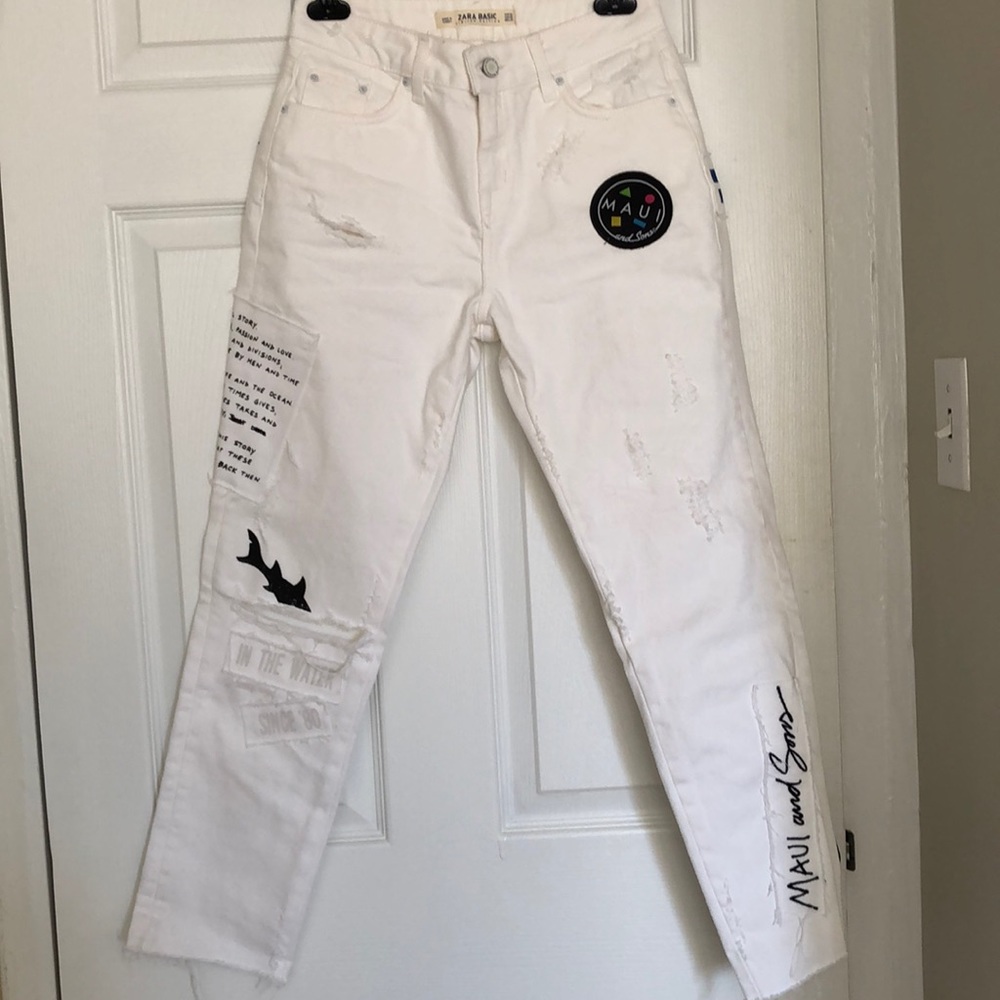 Zara Distressed Patchwork Limited Edition Jeans